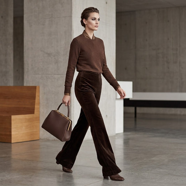AKRIS Straight Brown Velvet Pants