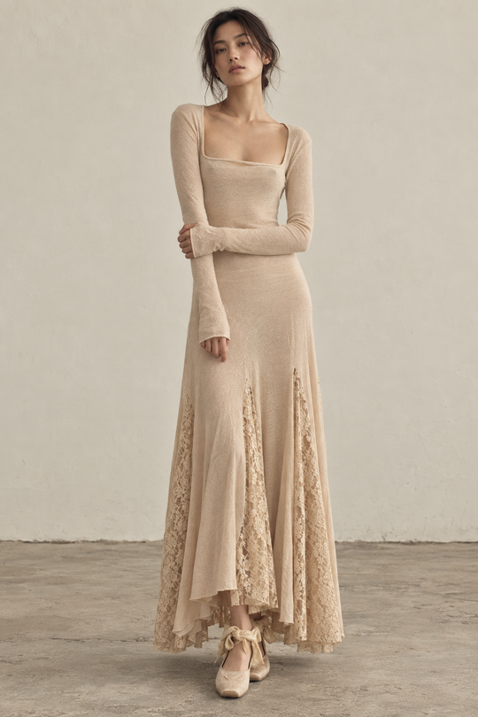 Peng Tai Lace-Panel New Maxi Dress — Rare Archive Piece
