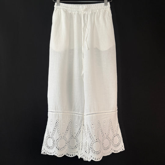 120% LINO White Linen Pants