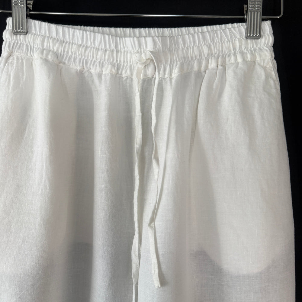 120% LINO White Linen Pants