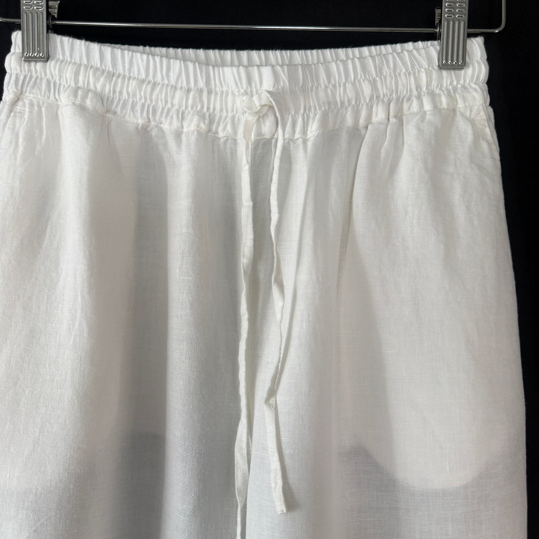 120% LINO White Linen Pants