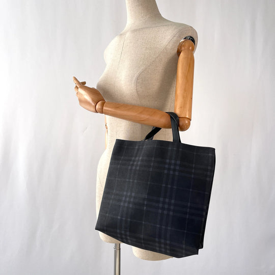 BURBERRY Check Canvas Tote Bag