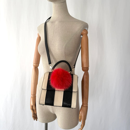 LES PETITS JOUEURS Python Leather and Fox Fur Bag