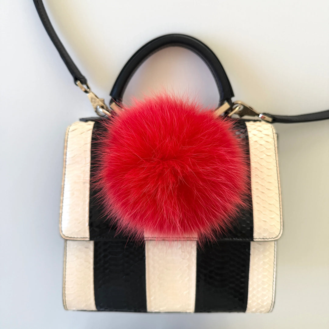 LES PETITS JOUEURS Python Leather and Fox Fur Bag