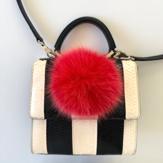 LES PETITS JOUEURS Python Leather and Fox Fur Bag