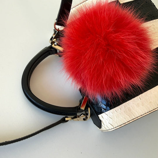 LES PETITS JOUEURS Python Leather and Fox Fur Bag