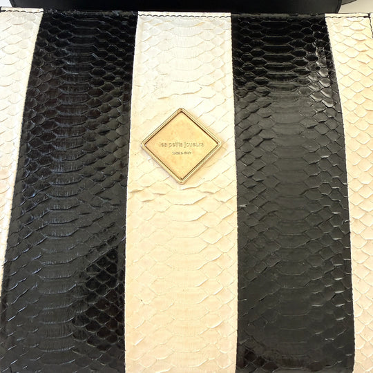 LES PETITS JOUEURS Python Leather and Fox Fur Bag