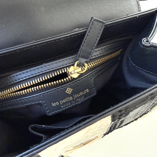 LES PETITS JOUEURS Python Leather and Fox Fur Bag