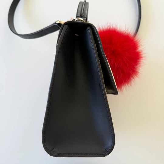 LES PETITS JOUEURS Python Leather and Fox Fur Bag