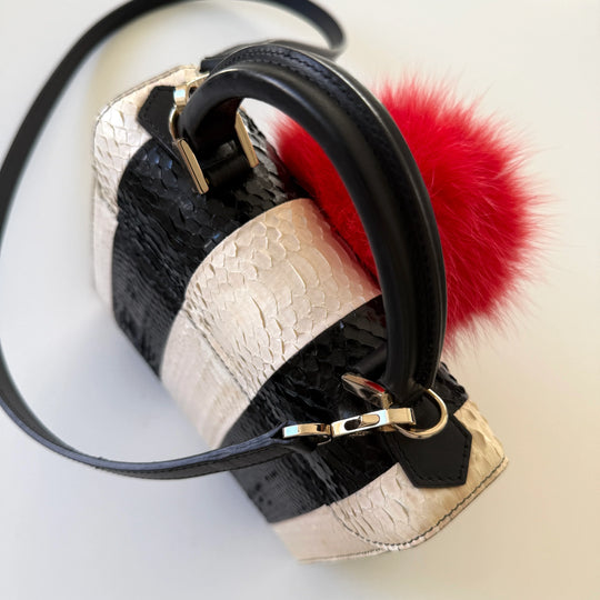 LES PETITS JOUEURS Python Leather and Fox Fur Bag