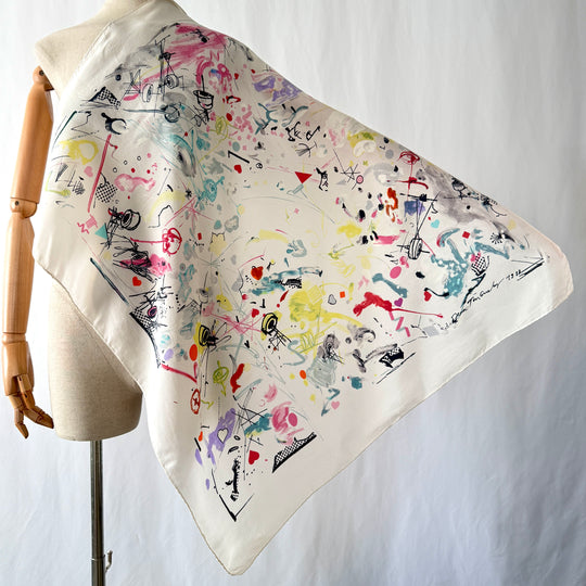 JEAN TINGUELY for National Versicherung, 1983 vintage silk scarf
