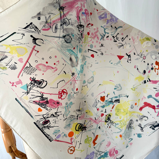 JEAN TINGUELY for National Versicherung, 1983 vintage silk scarf