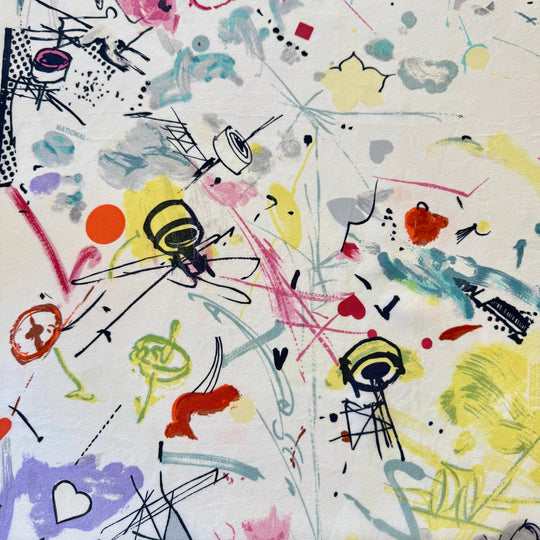 JEAN TINGUELY for National Versicherung, 1983 vintage silk scarf