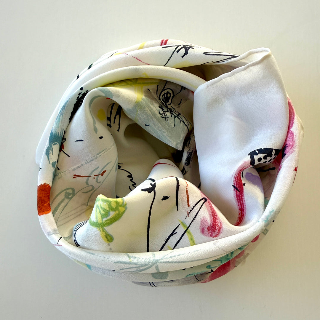 JEAN TINGUELY for National Versicherung, 1983 vintage silk scarf