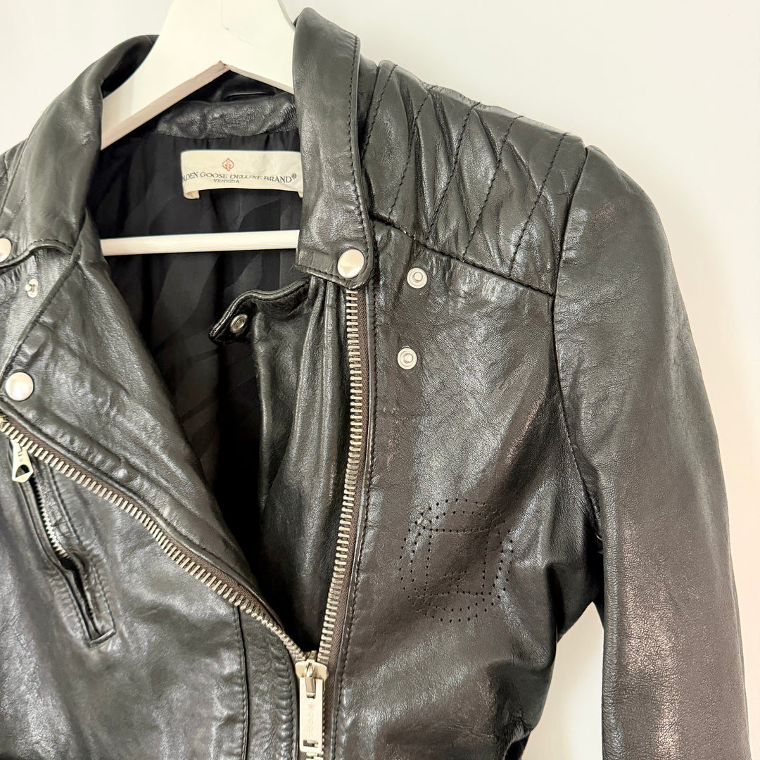 Golden Goose Deluxe Brand Black Leather Biker Jacket