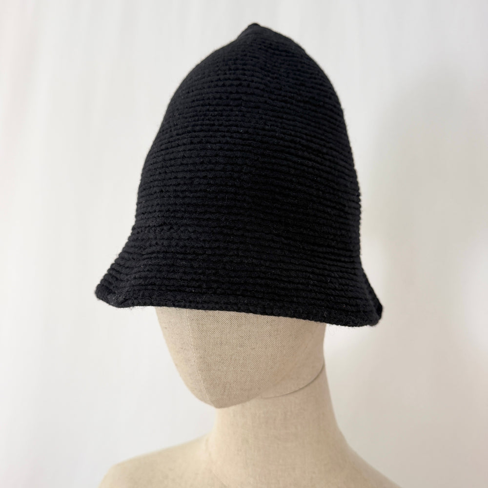 STETSON Holmen Black Textured Wool Cloche Hat