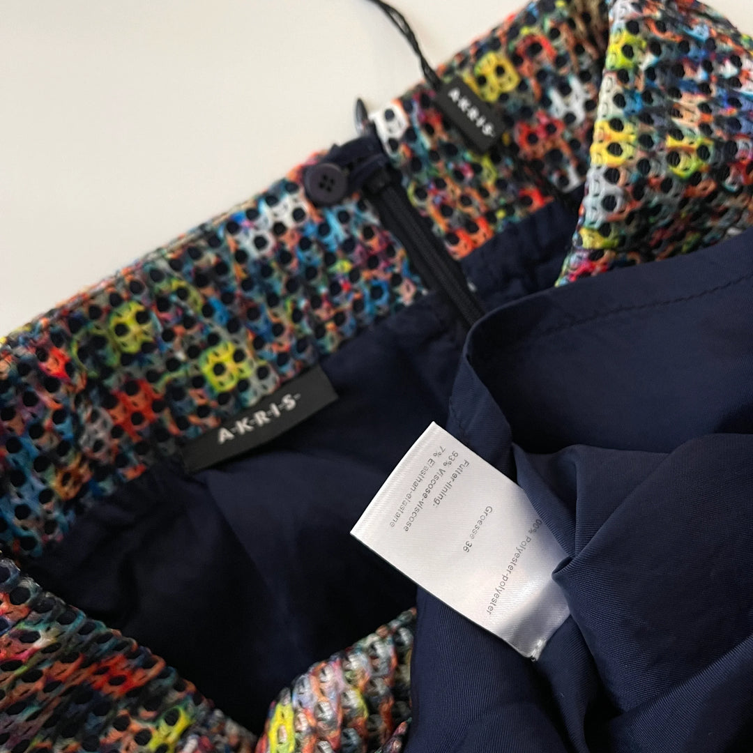 AKRIS - AKRIS New Printed Multicolour Perforated Skirt - AVVIIVVA.COM