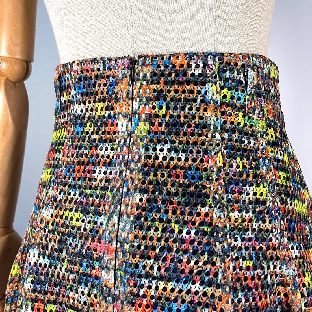 AKRIS - AKRIS New Printed Multicolour Perforated Skirt - AVVIIVVA.COM