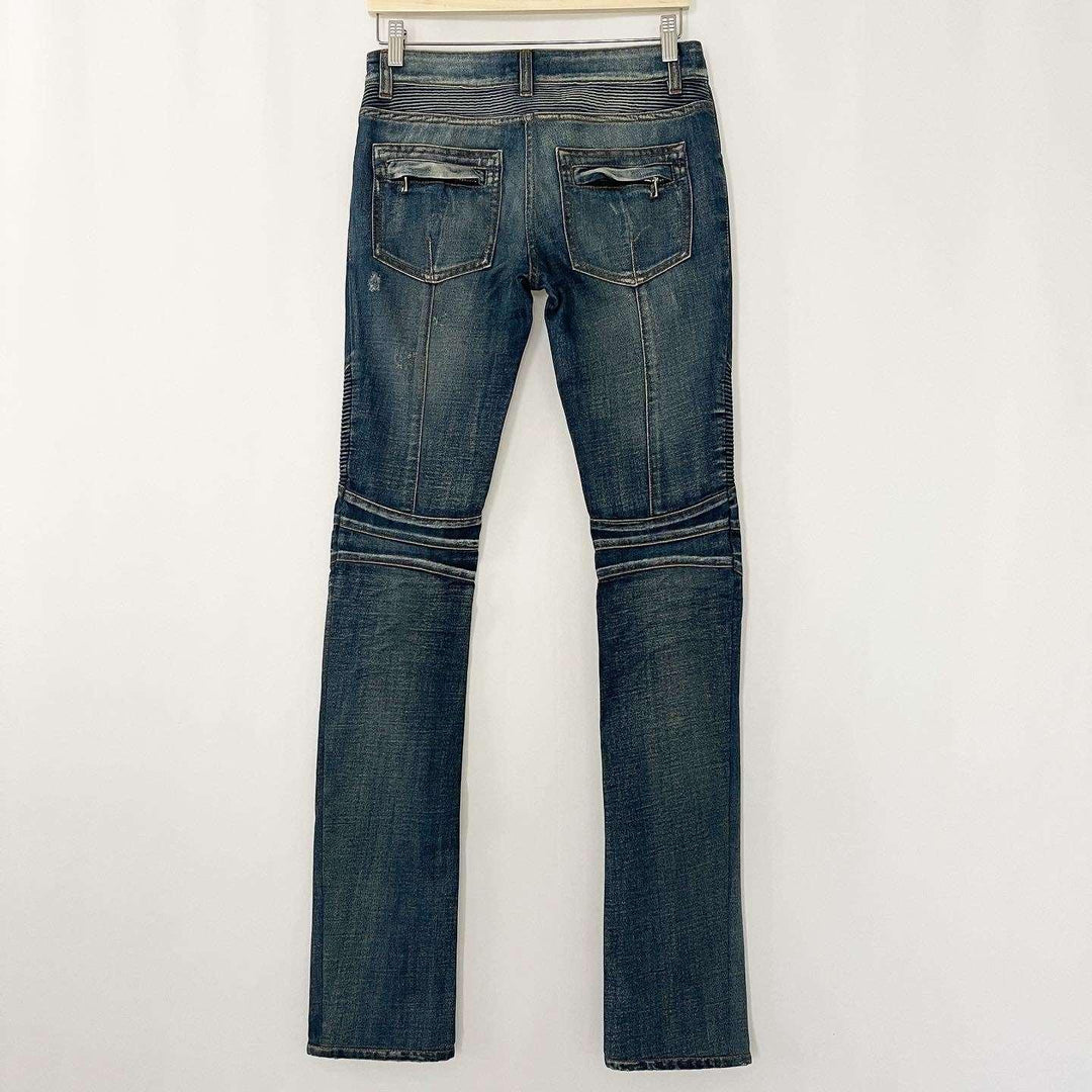 BALMAIN - BALMAIN Distressed Biker Jeans - AVVIIVVA.COM