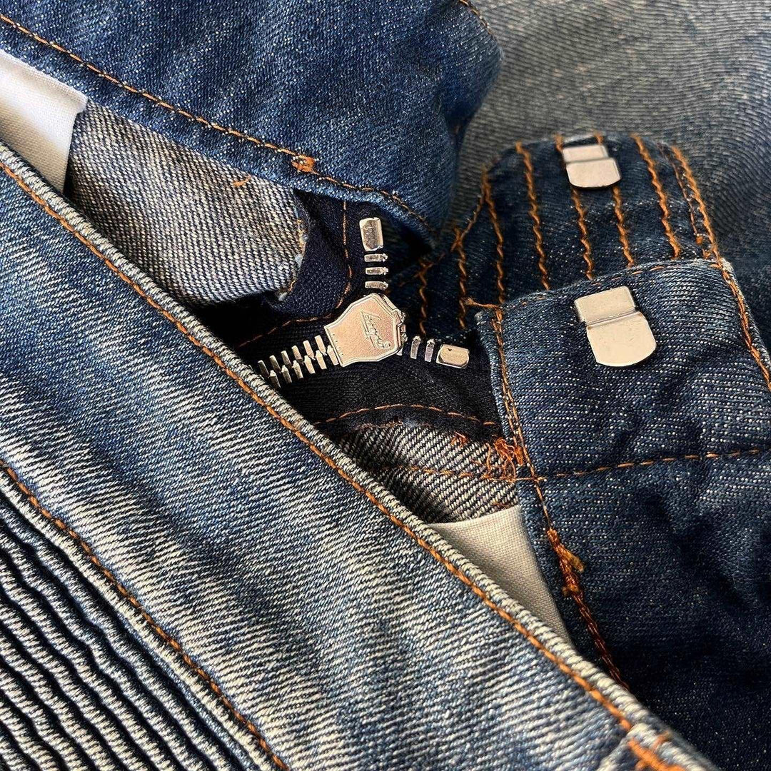 BALMAIN - BALMAIN Distressed Biker Jeans - AVVIIVVA.COM