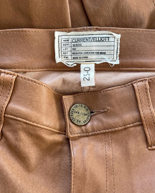 CURRENT ELLIOTT - CURRENT ELLIOTT Leather pants - AVVIIVVA.COM