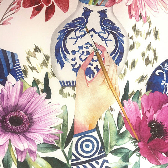 FABRIC FRONTLINE - FABRIC FRONTLINE New Large Handpainted Silk Scarf - AVVIIVVA.COM