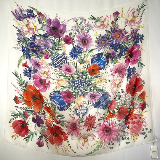FABRIC FRONTLINE - FABRIC FRONTLINE New Large Handpainted Silk Scarf - AVVIIVVA.COM