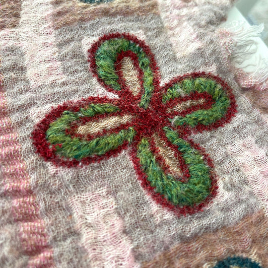 HENRY CHRIST - HENRY CHRIST New Hand Embroidered Wool Scarf - AVVIIVVA.COM