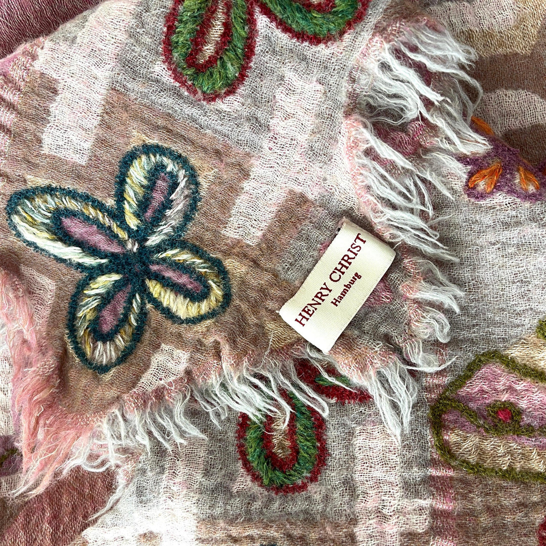 HENRY CHRIST - HENRY CHRIST New Hand Embroidered Wool Scarf - AVVIIVVA.COM