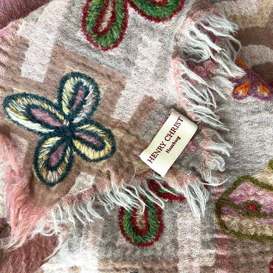 HENRY CHRIST - HENRY CHRIST New Hand Embroidered Wool Scarf - AVVIIVVA.COM