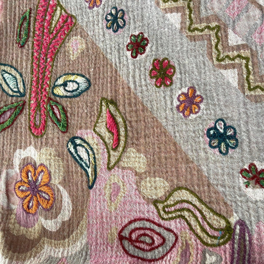 HENRY CHRIST - HENRY CHRIST New Hand Embroidered Wool Scarf - AVVIIVVA.COM