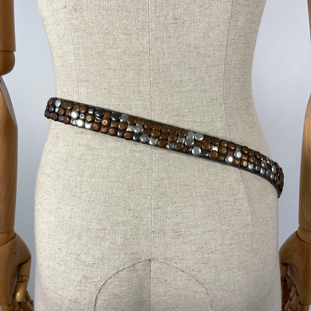 Leather Belt - Leather Belt With Studs - AVVIIVVA.COM
