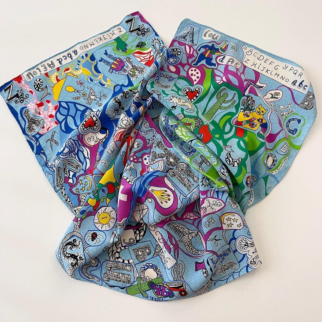 NIKI DE SAINT PHALLE - NIKI DE SAINT PHALLE L'Alphabet Silk Scarf - AVVIIVVA.COM