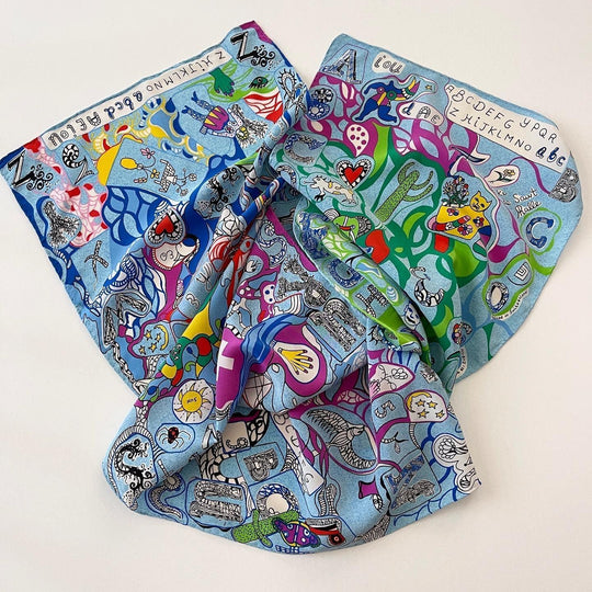 NIKI DE SAINT PHALLE - NIKI DE SAINT PHALLE L'Alphabet Silk Scarf - AVVIIVVA.COM