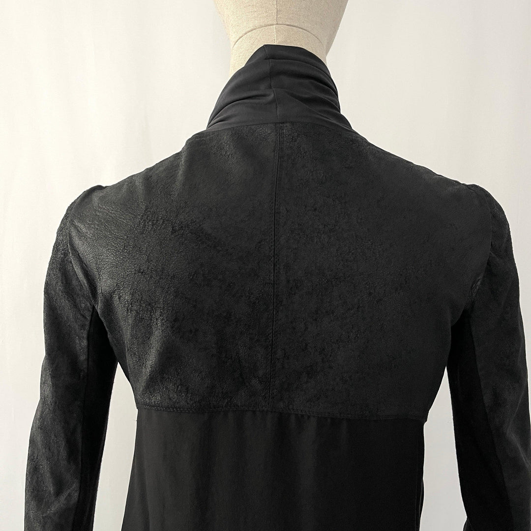 RICK OWENS - RICK OWENS Leather and Silk Cardigan - AVVIIVVA.COM