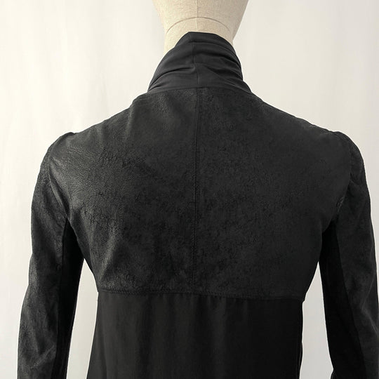 RICK OWENS - RICK OWENS Leather and Silk Cardigan - AVVIIVVA.COM