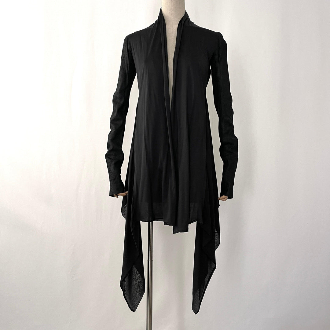 RICK OWENS - RICK OWENS Leather and Silk Cardigan - AVVIIVVA.COM