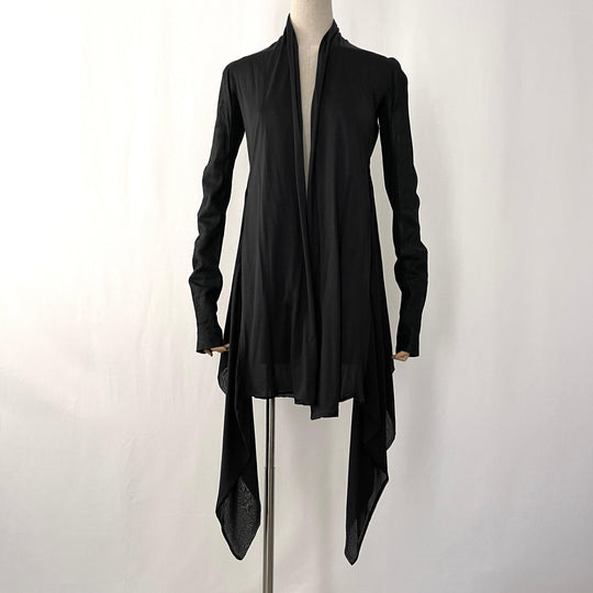 RICK OWENS - RICK OWENS Leather and Silk Cardigan - AVVIIVVA.COM