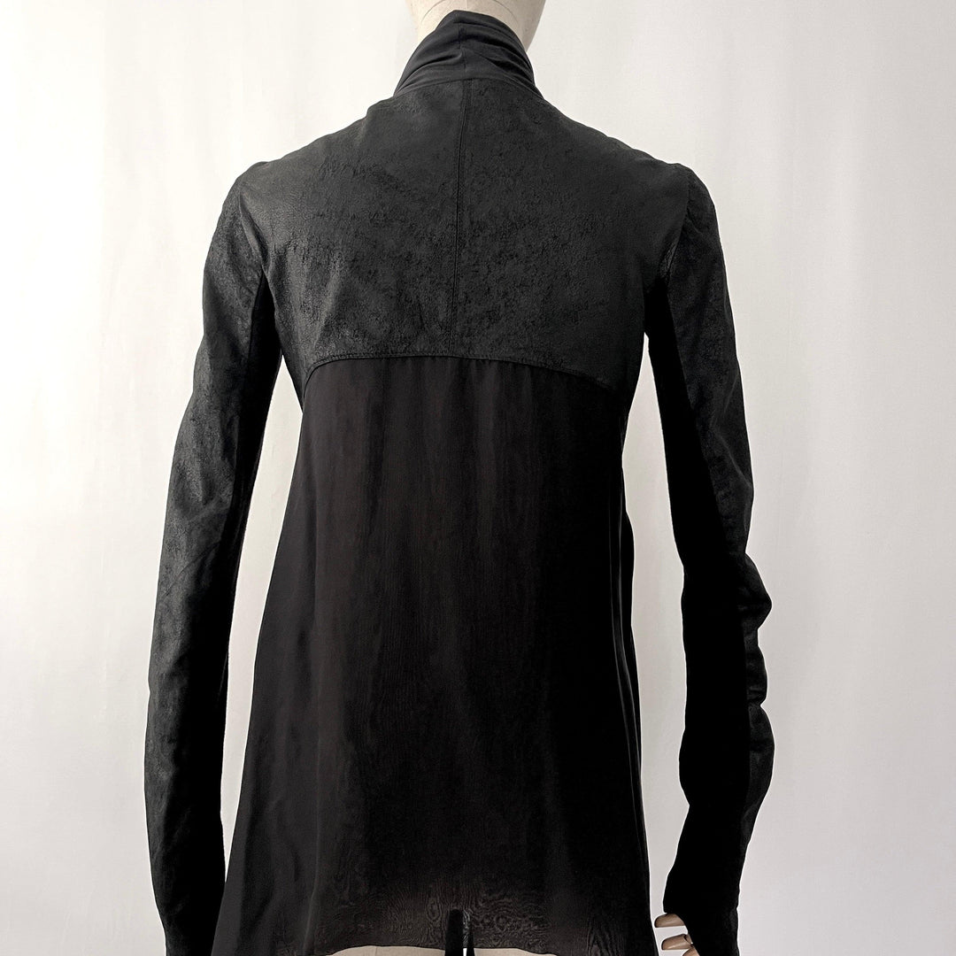 RICK OWENS - RICK OWENS Leather and Silk Cardigan - AVVIIVVA.COM