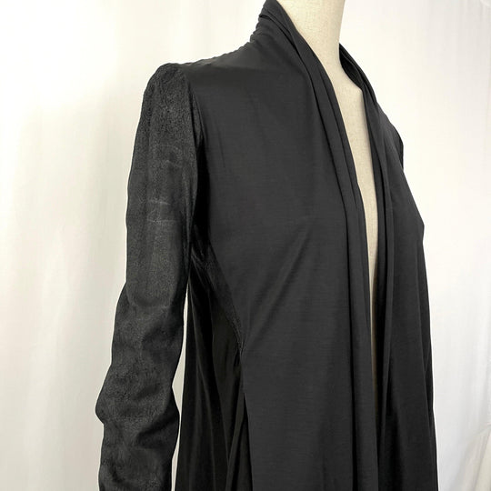 RICK OWENS - RICK OWENS Leather and Silk Cardigan - AVVIIVVA.COM