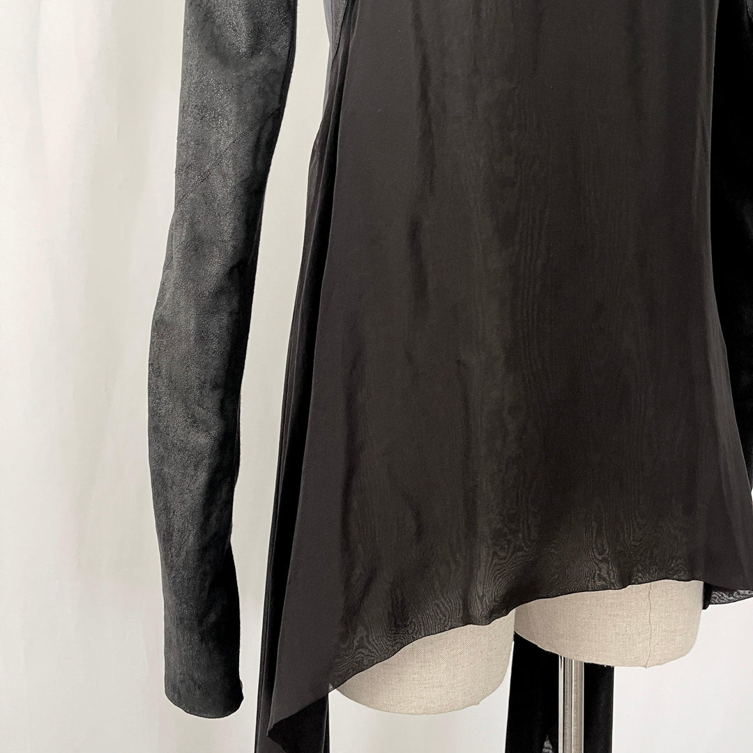 RICK OWENS - RICK OWENS Leather and Silk Cardigan - AVVIIVVA.COM