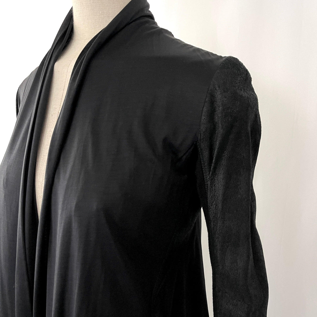 RICK OWENS - RICK OWENS Leather and Silk Cardigan - AVVIIVVA.COM