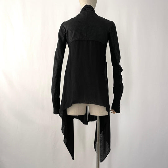 RICK OWENS - RICK OWENS Leather and Silk Cardigan - AVVIIVVA.COM
