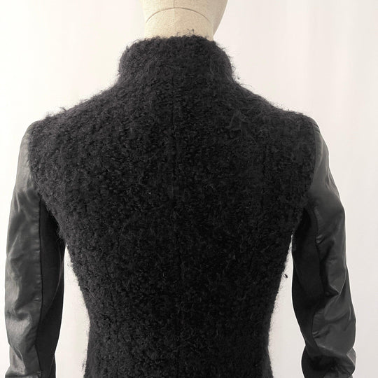 RICK OWENS - RICK OWENS Wool and Leather Coat - AVVIIVVA.COM