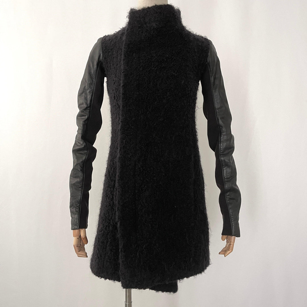 RICK OWENS - RICK OWENS Wool and Leather Coat - AVVIIVVA.COM