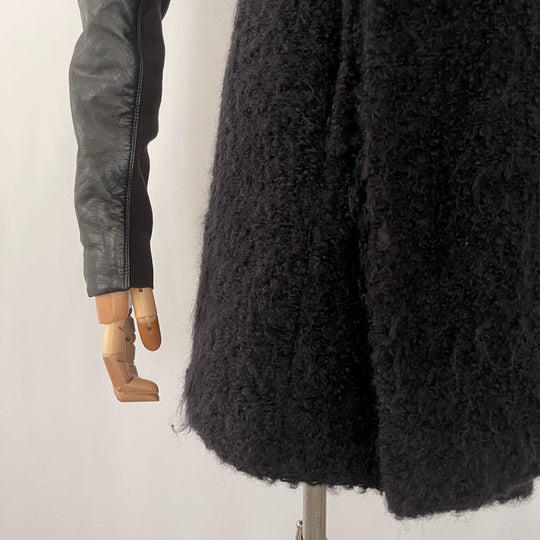 RICK OWENS - RICK OWENS Wool and Leather Coat - AVVIIVVA.COM