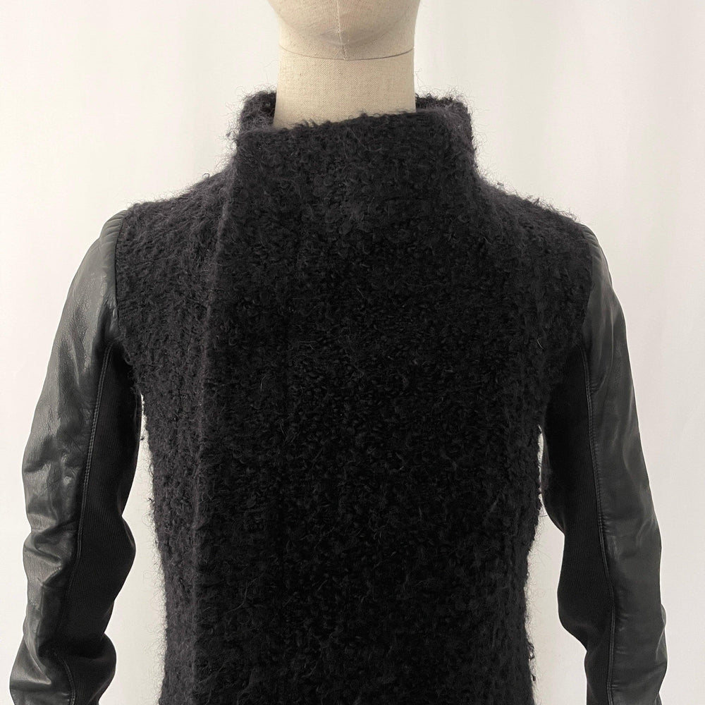 RICK OWENS - RICK OWENS Wool and Leather Coat - AVVIIVVA.COM