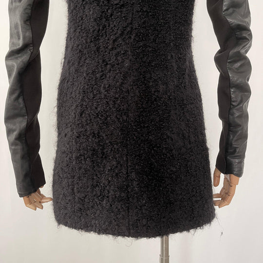 RICK OWENS - RICK OWENS Wool and Leather Coat - AVVIIVVA.COM