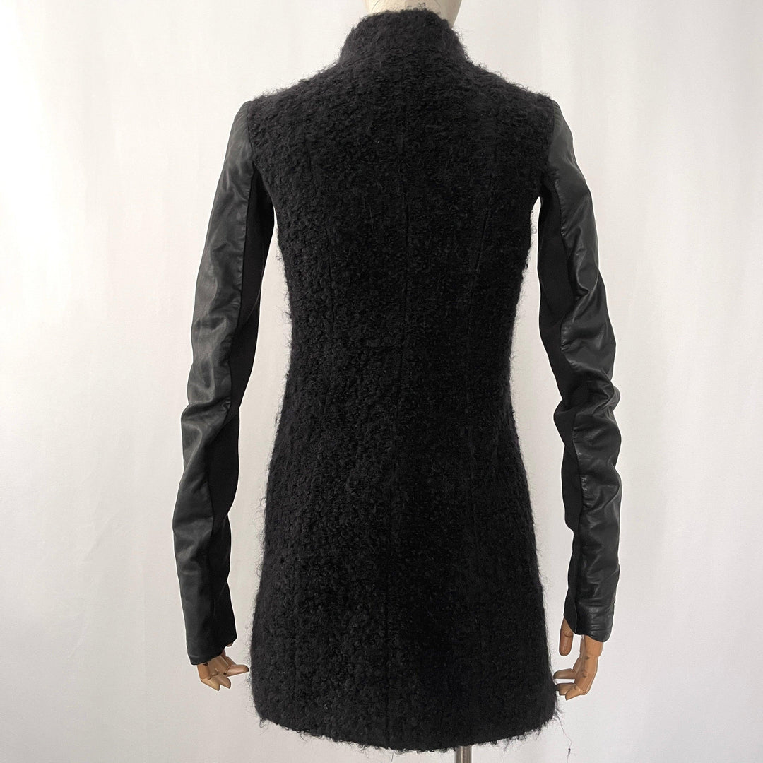 RICK OWENS - RICK OWENS Wool and Leather Coat - AVVIIVVA.COM