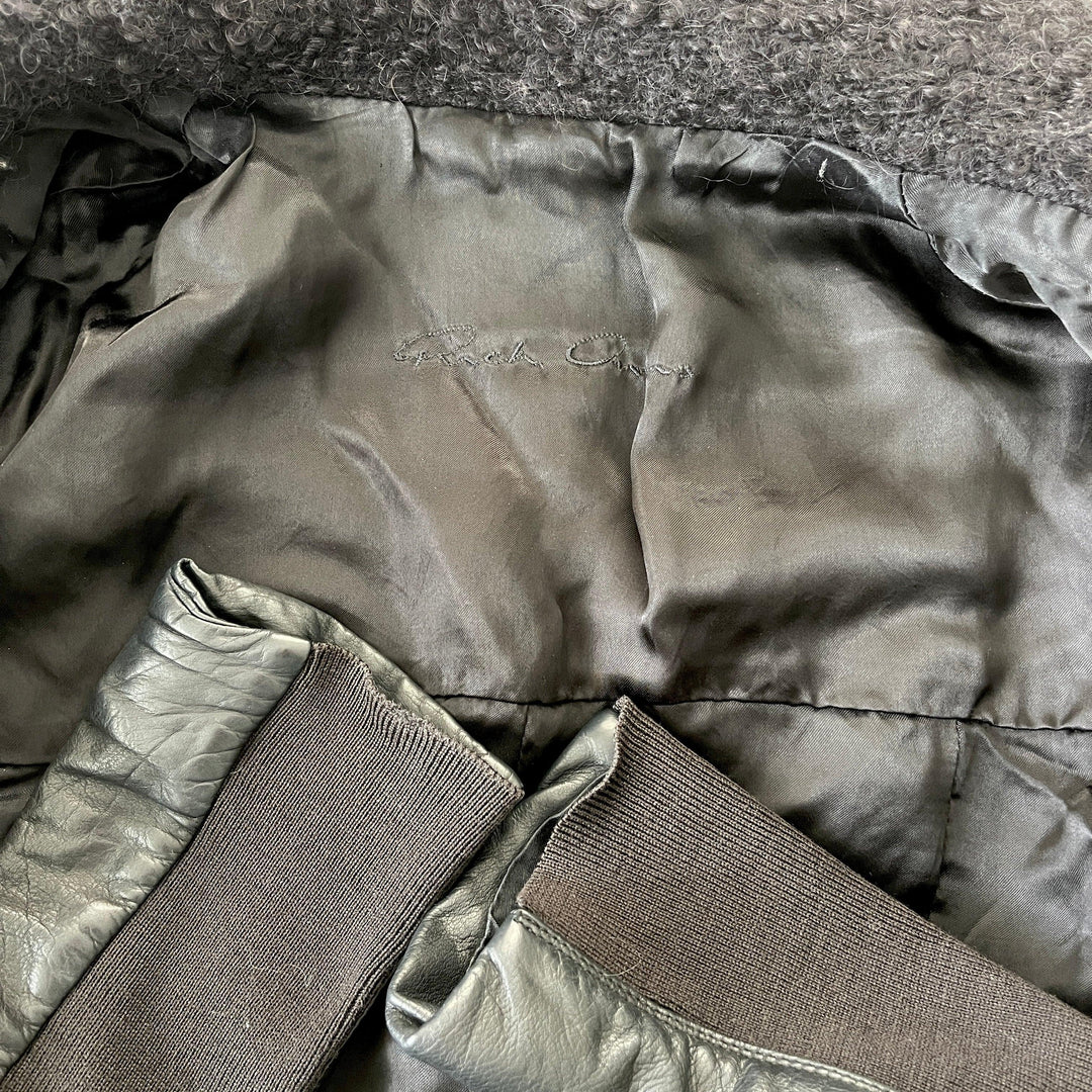 RICK OWENS - RICK OWENS Wool and Leather Coat - AVVIIVVA.COM